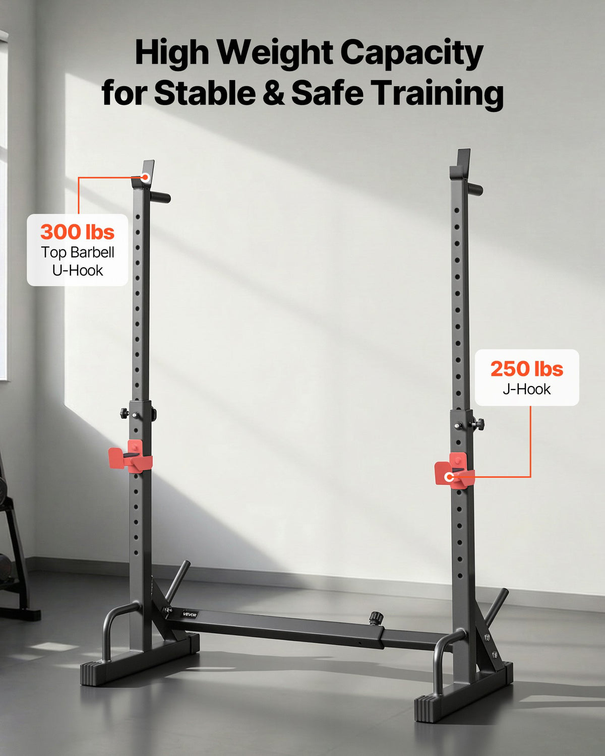 Power Cage Squat Rack, Home Gym Rack With Adjustable Height & Width, 550LBS