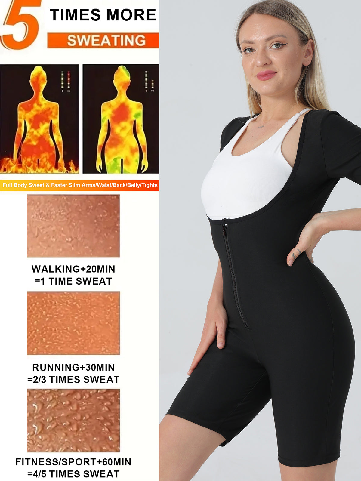 Sauna Suit Romper For Women Slimming Waist Trainer Vest 3 In 1 Sliming Full