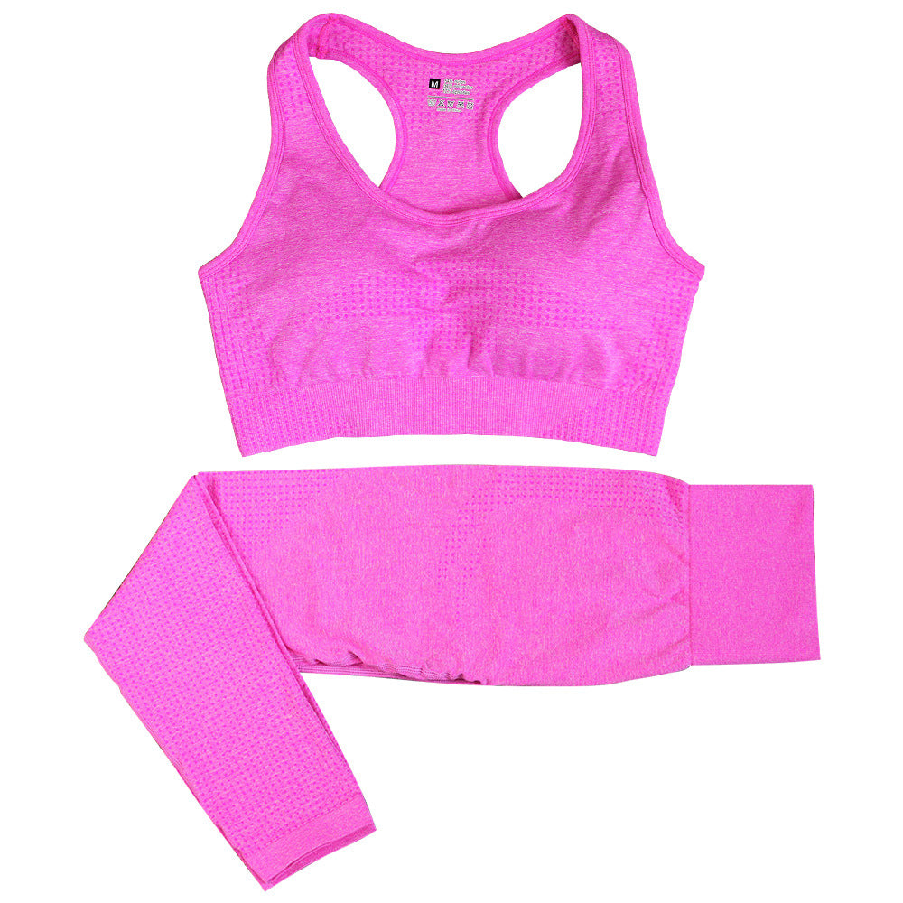 2PCS Seamless Yoga Set Women Tracksuit High Waist Leggings Workout Sportswear