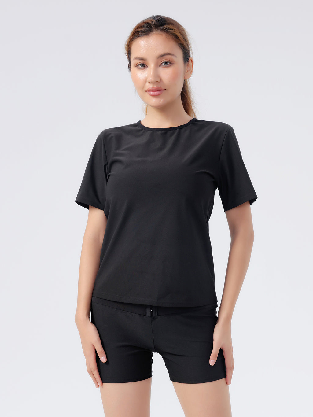 Women Sauna Sweat Short Sleeve Shirt, Silver Coated Thermal Workout Top, Heat