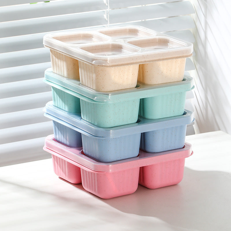 1PC Snack Containers, Divided Bento Lunch Box With Transparent Lids, Reusable