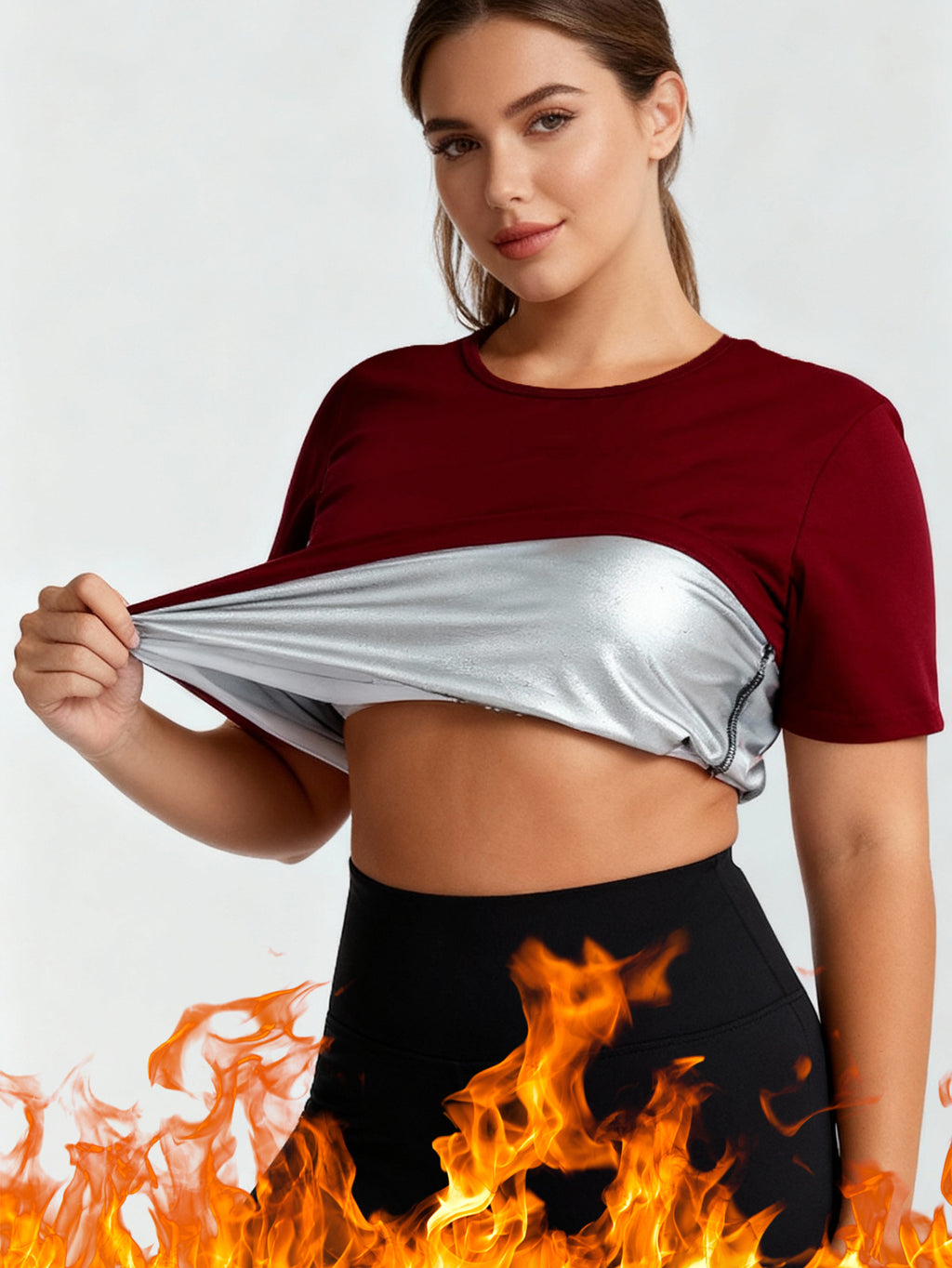 Sauna Shirt For Women Sweat Suit Short Sleeve Athletic Tee Top Compression