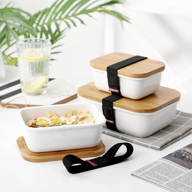Ceramic Japanese Refrigerator Storage Box Fruit Microwave Lunch With Lid