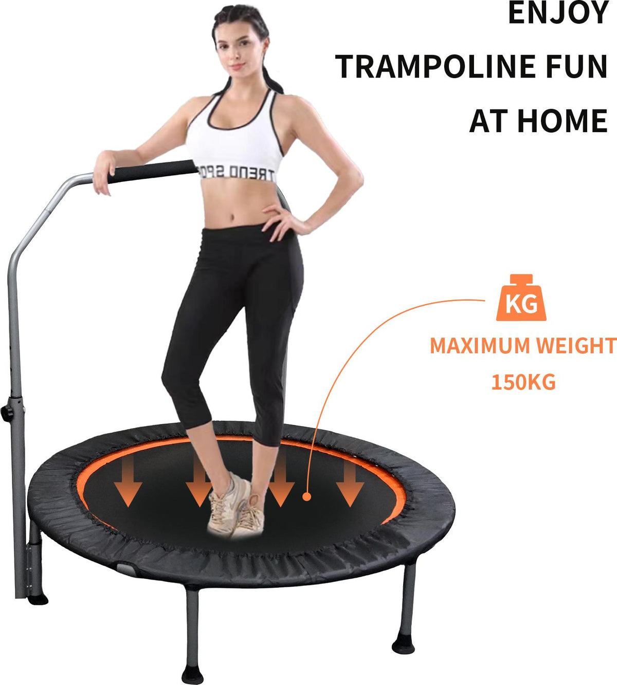 Folding Mini Fitness Trampoline With Adjustable Handles For Adults, Suitable