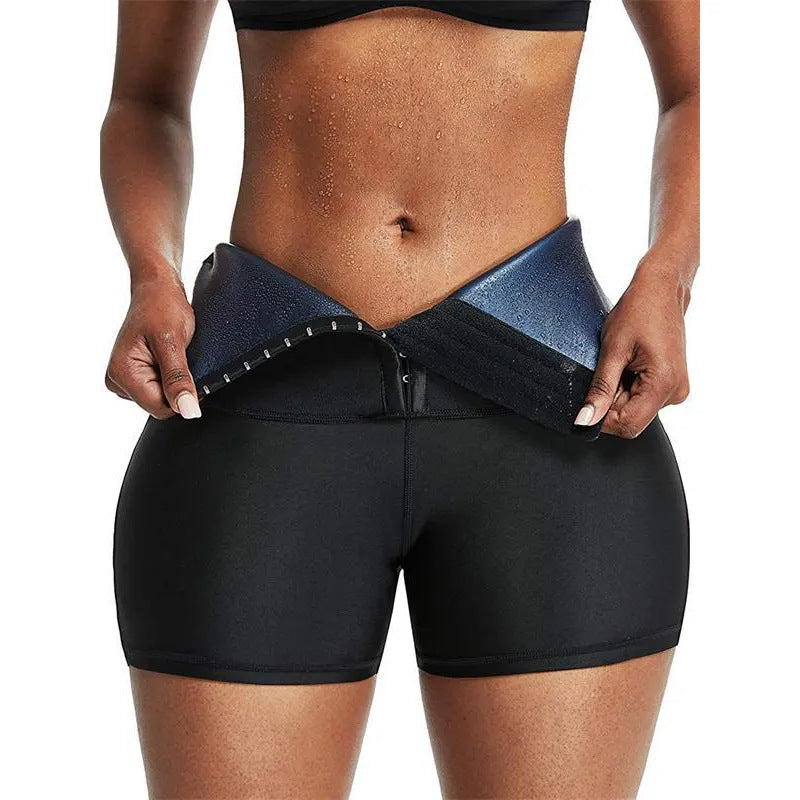 Sweaty Three-breasted High-waist Sauna Shorts Belly-tight Waist Fitness Shaping
