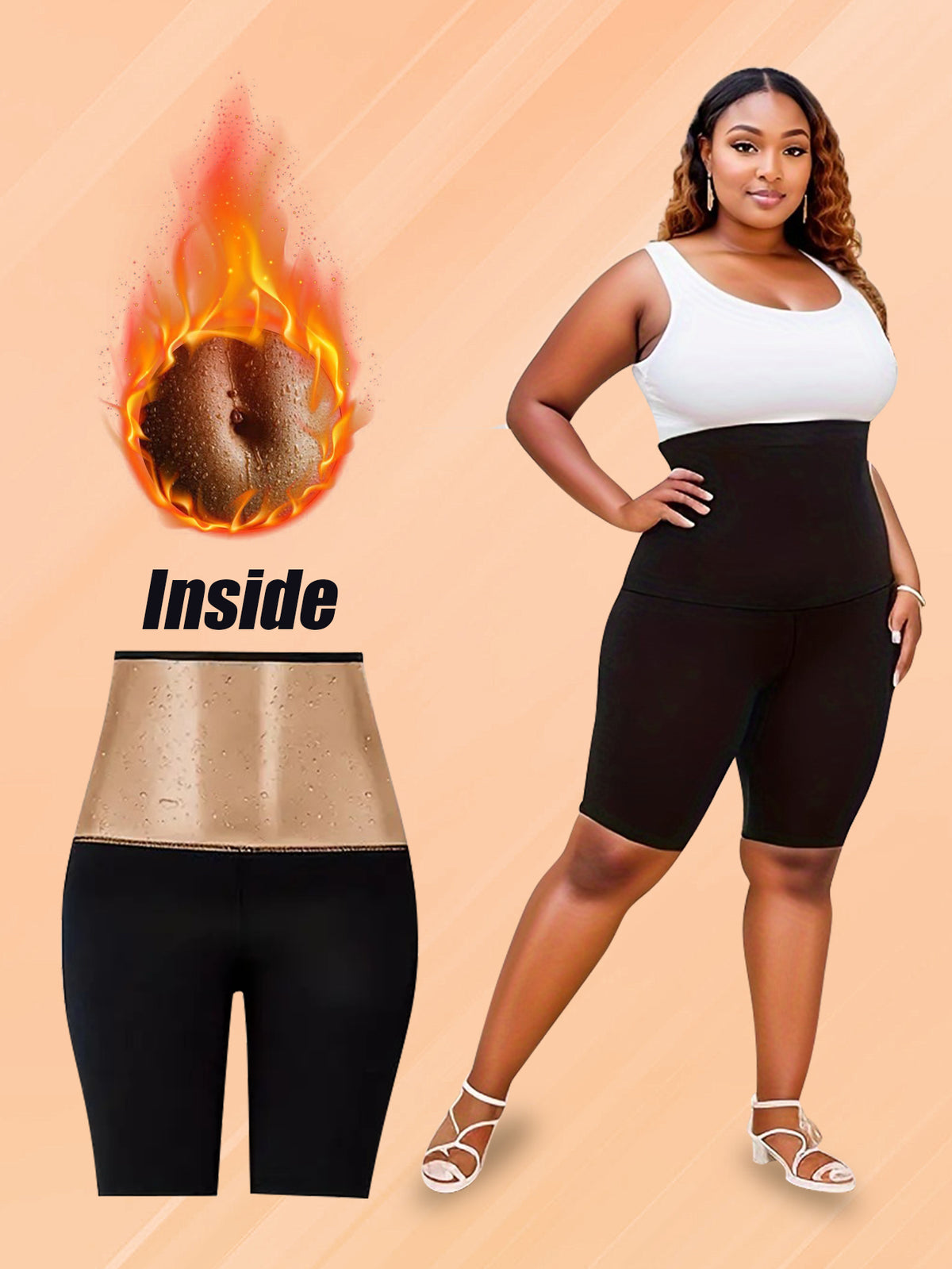 Plus Size Women Sauna Sweat Shorts High Waist Thermo Trainer Slimming