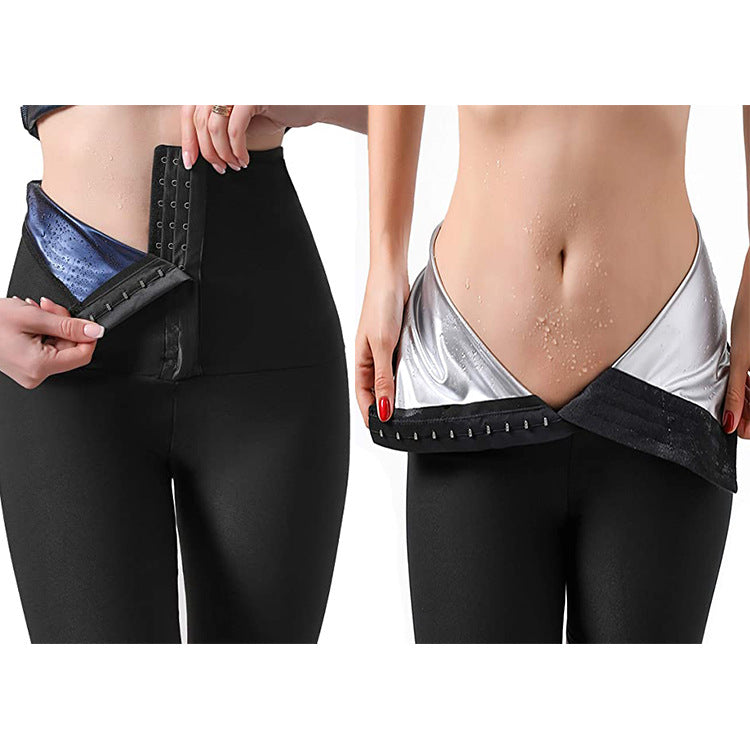 Buckle Sweat Sauna Shorts Trainer Lower Body Shaping High Waist Tight Pants
