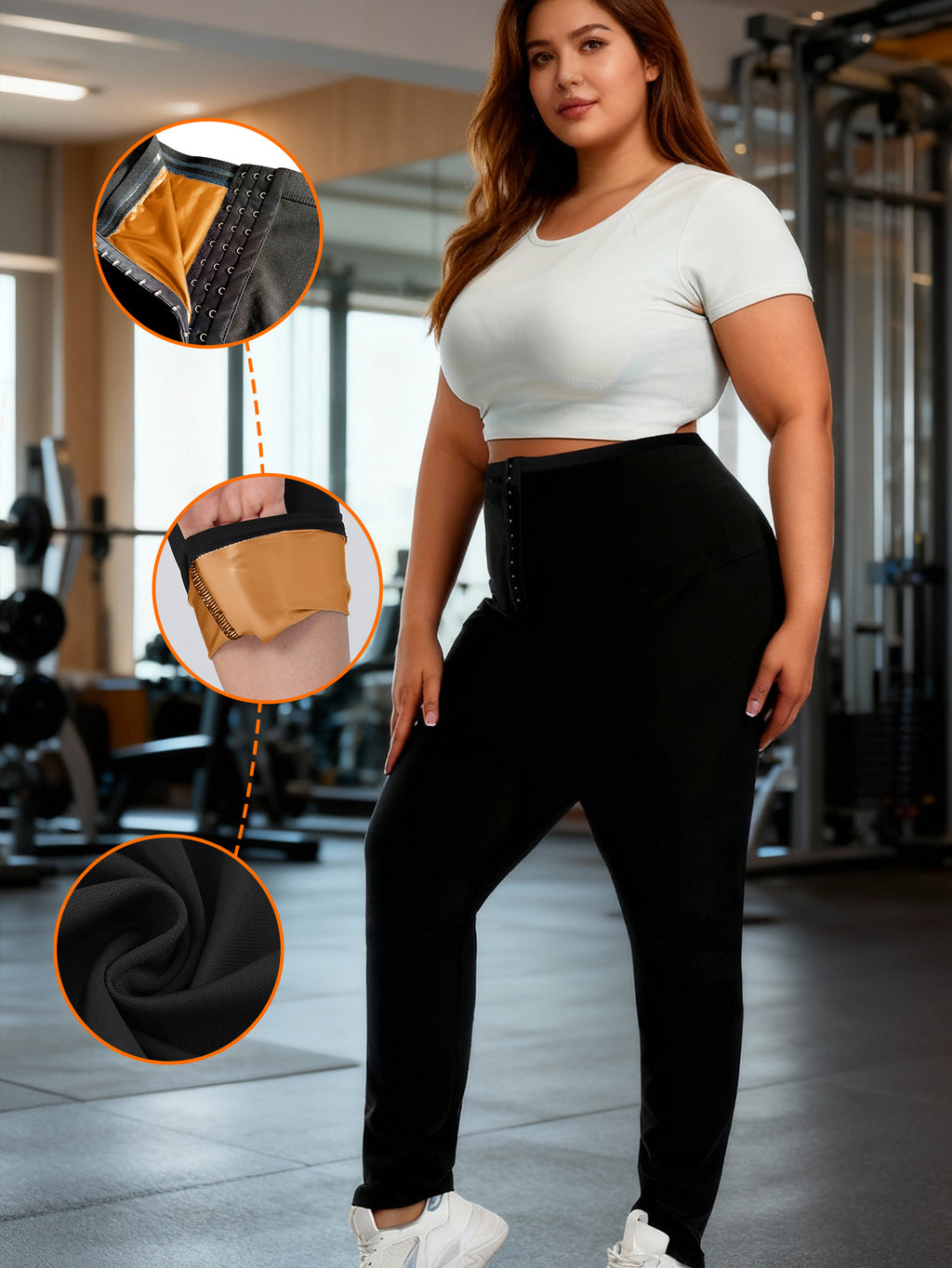 Women Sauna Sweat Pants, High Waist Compression Slimming Capri Leggings, Thermo