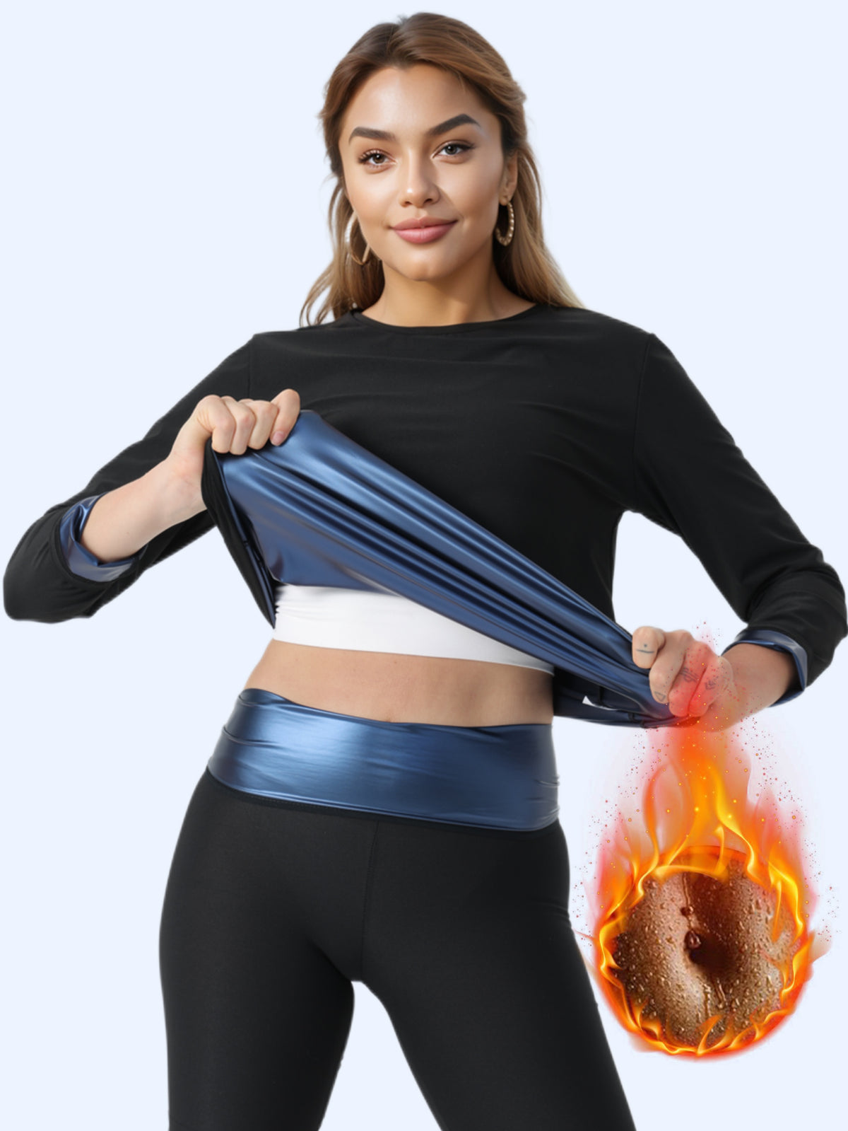 Sauna Sweat Suit Shapewear Top Trainer Workout Body Shaper Sweatsuit Long