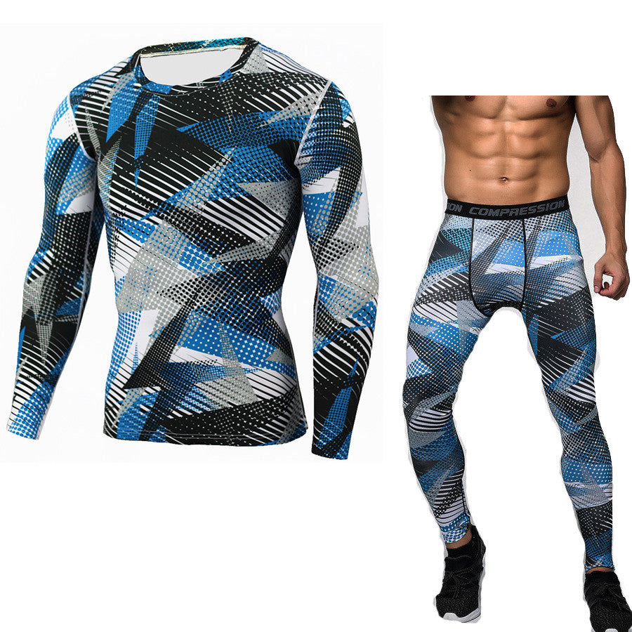 Camouflage Compression Baselayer Set Sports Long Sleeve T-shirt Tights Exercise