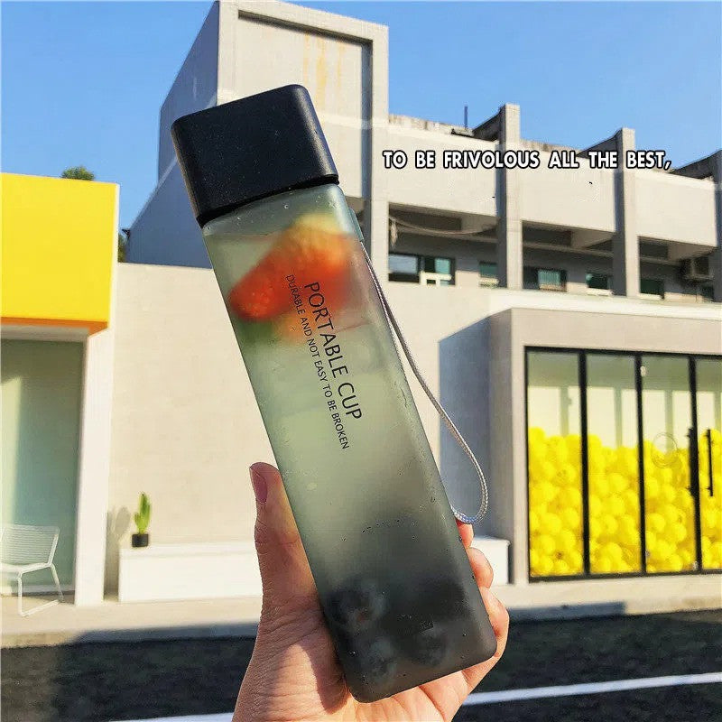 Creative Square Water Bottle Portable Anti-fall Hand Cup Plastic Transparent