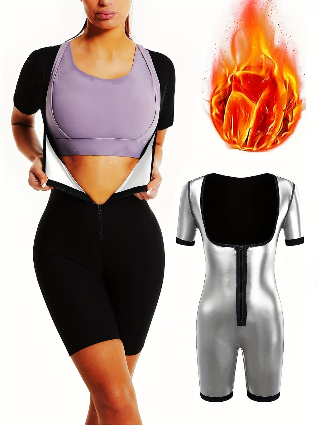 Sauna Suit Romper For Women Slimming Waist Trainer Vest 3 In 1 Sliming Full