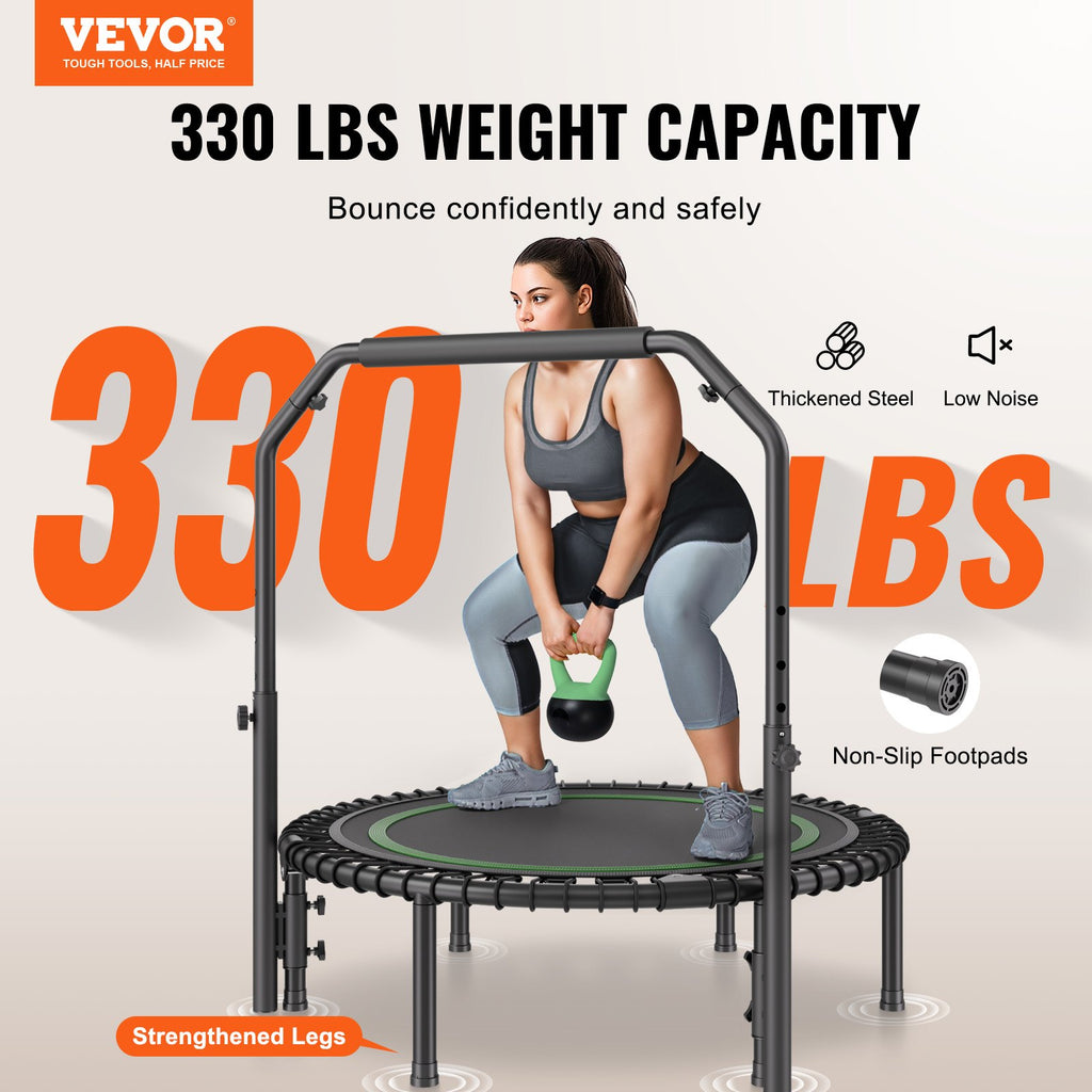 Foldable Mini Trampoline 40 Inch Fitness Rebounder Max Load 330lbs Exercise
