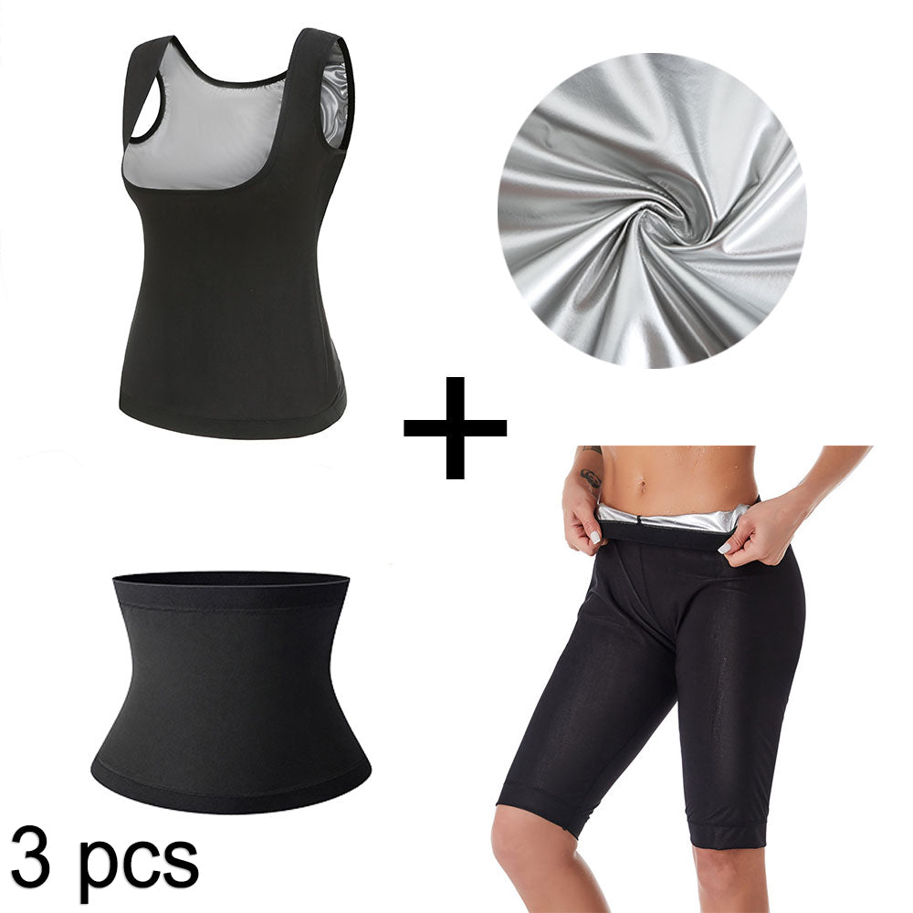 Ladies' Silver-coated Corset, Abdomen, Plastic Waist, Sauna Vest, Wicking