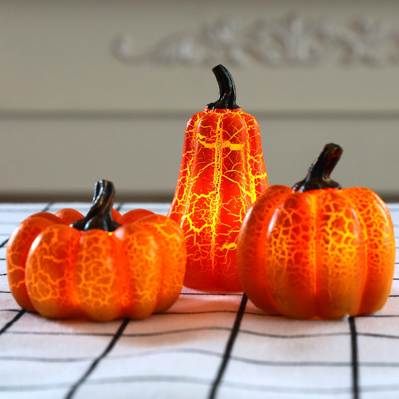 Halloween Pumpkin Lantern Simulation LED Candle Lamp Resin Luminous