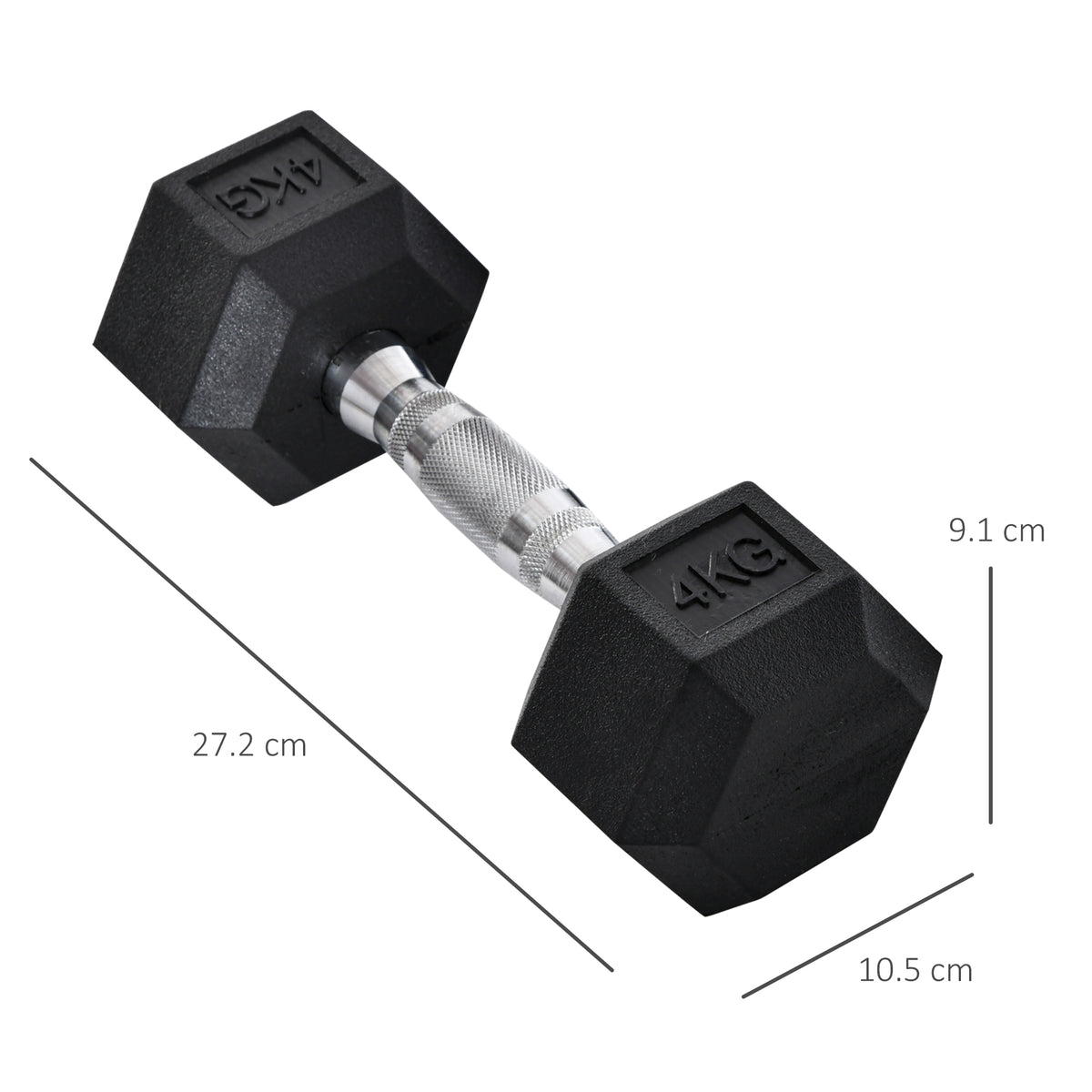 2x4kg Rubber Dumbbell Sports Hex Weights Sets Home Gym Fitness Hexagonal