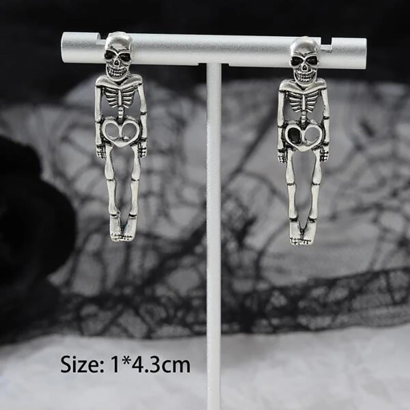 Halloween Earrings Skull Simulation Human Skeleton Detachable Stud