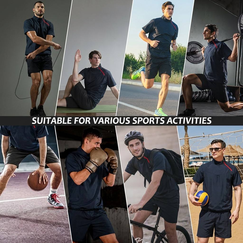 Pro Men's Heat Trapping Sauna Suit For Men Short Sleeve Shirt Gym Workouts With