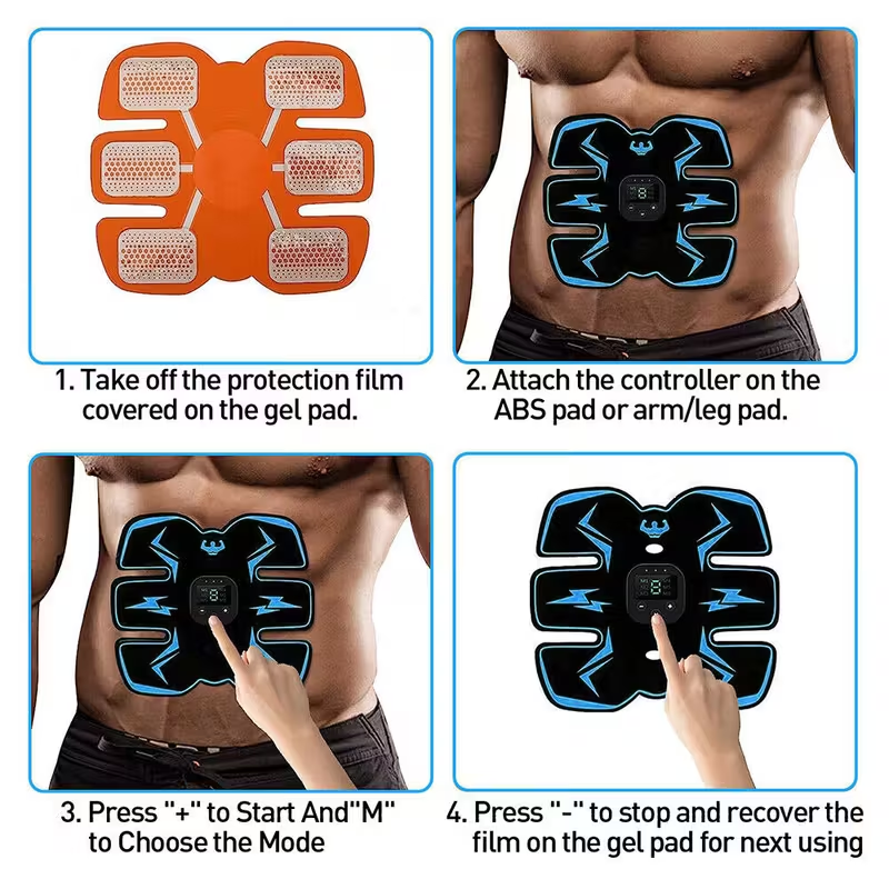 Rechargeable EMS Abdominal Muscle Toning Belt With ABS Stimulator For Fitness