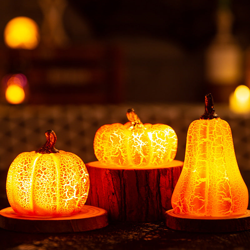 Halloween Pumpkin Lantern Simulation LED Candle Lamp Resin Luminous