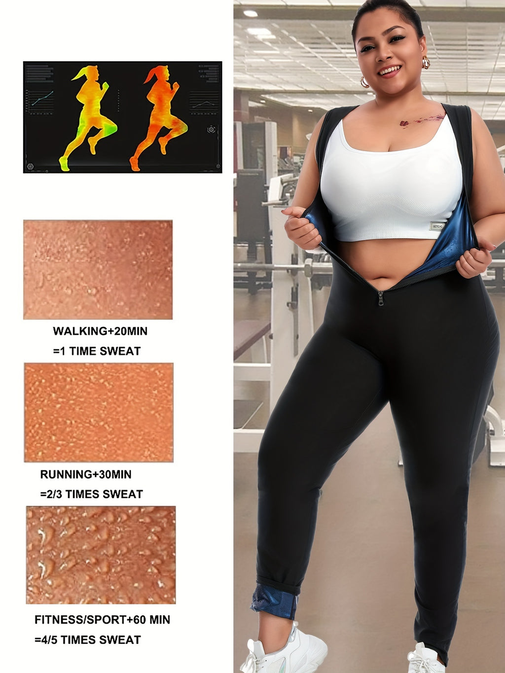 Plus Size Sauna Suit For Women Full Body Waist Trainer Breathable Underarm