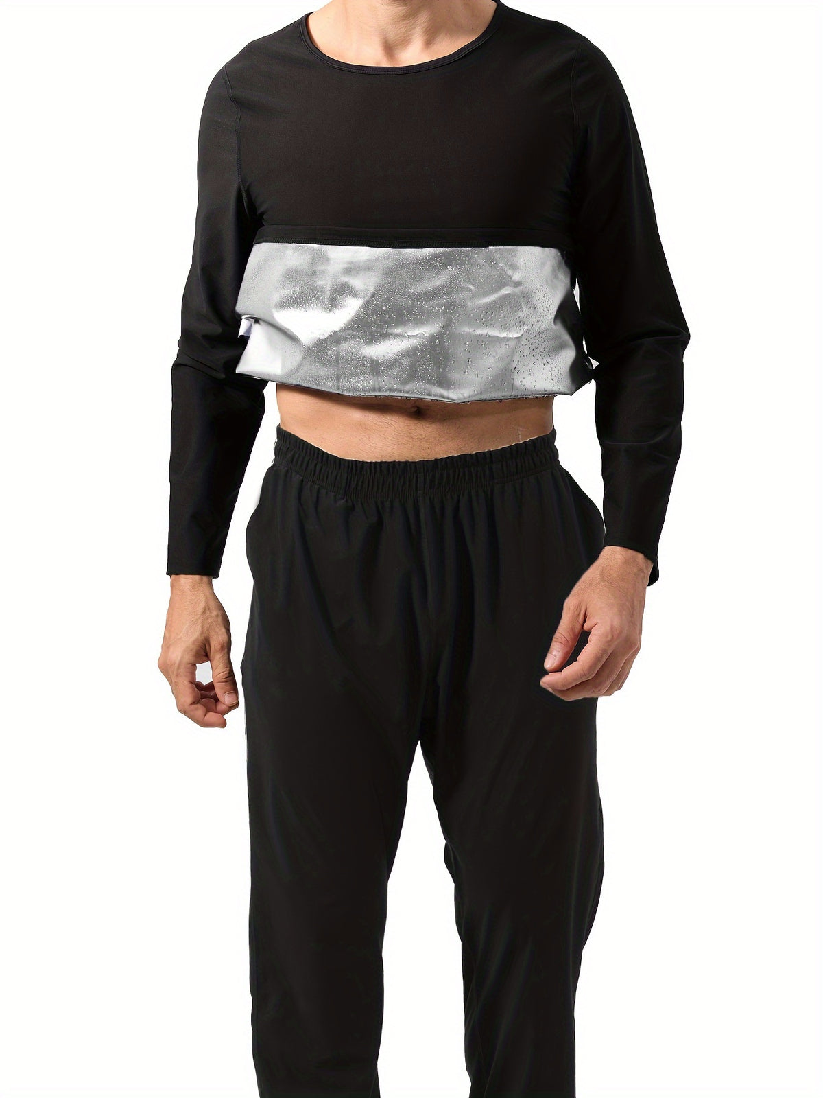 Sauna Suit With Trousers For Men Long Sleeve Heat Trapping Sweat Joggers Body