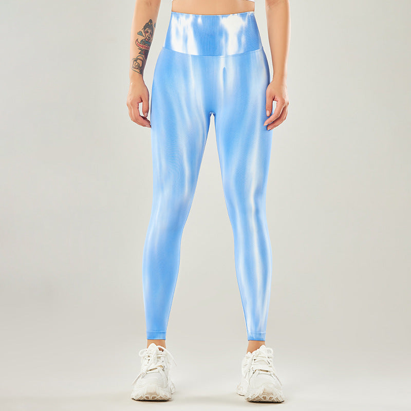 Tie Dye Aurora Print Sports Pants Seamless High Waisted Fitness Yoga For Women