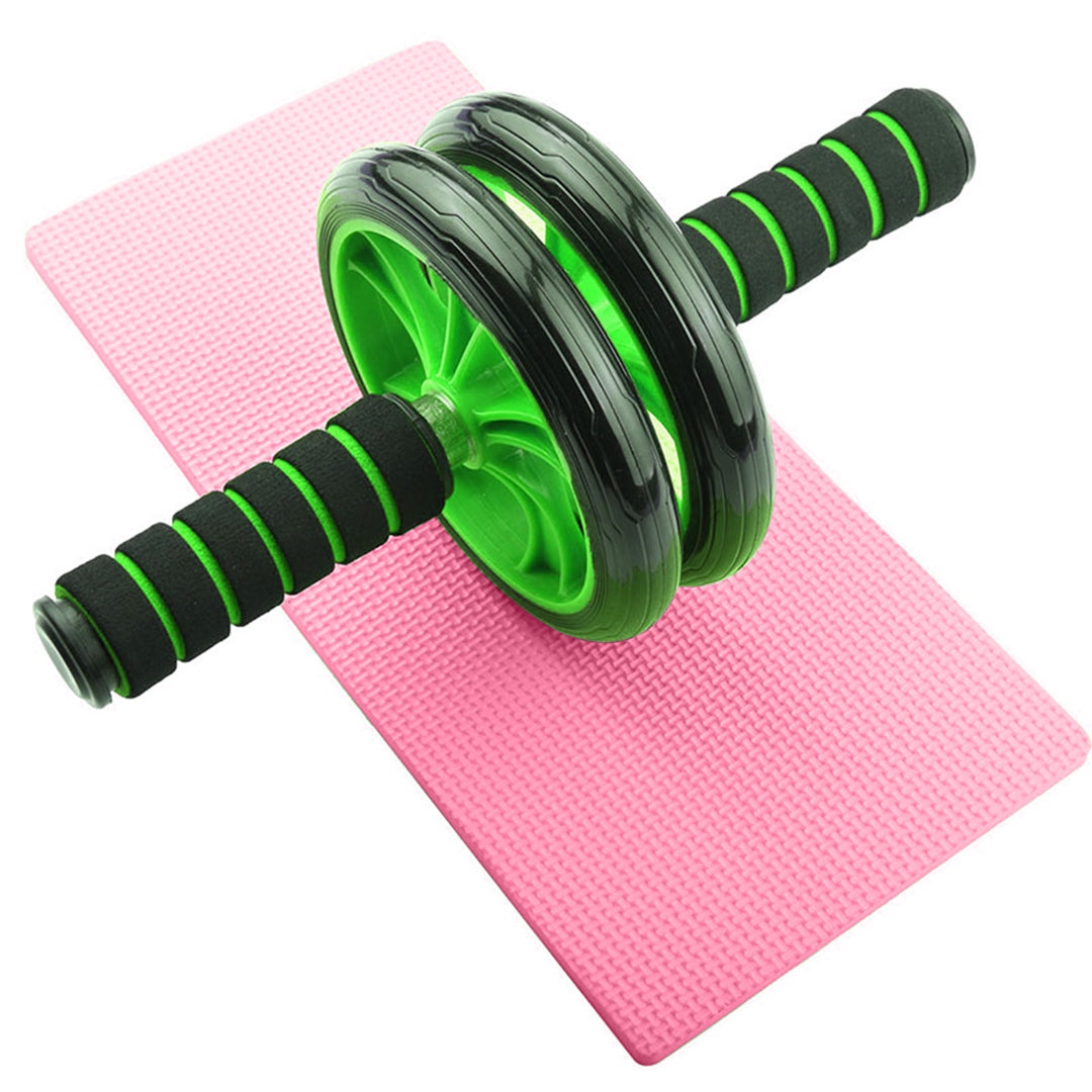 Double Wheel Ab Roller - Non -slip Handles And Knee Support Pad Random Color