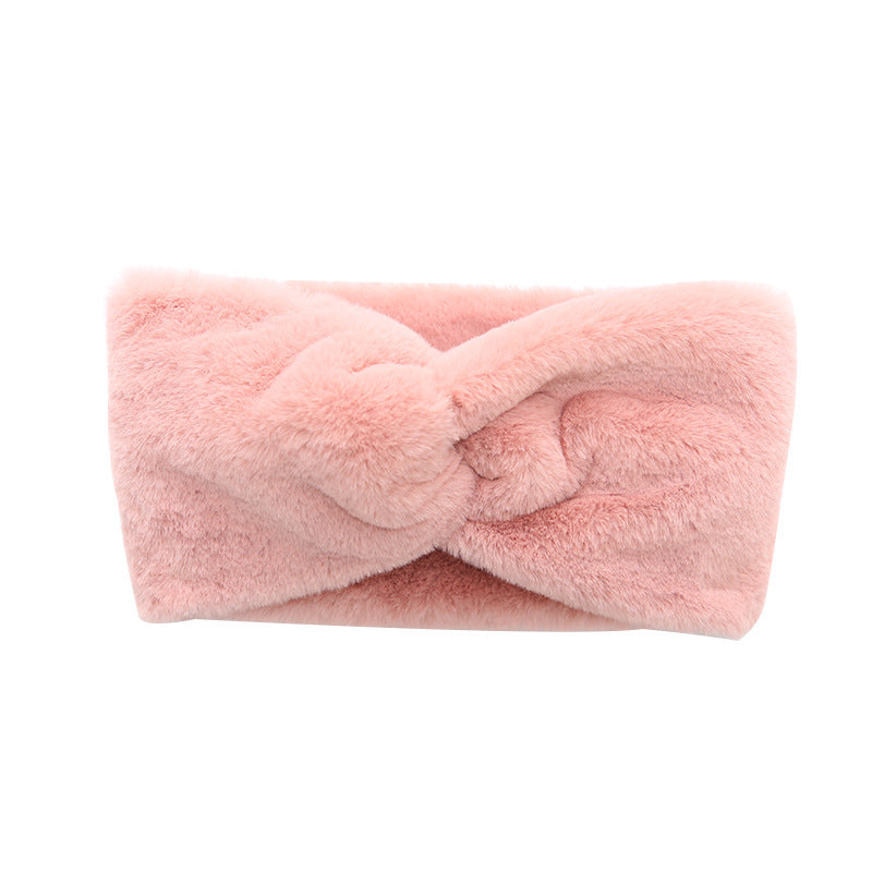 Warmth Elastic Knotted Sports Headband Plush Wide Headscarf Women