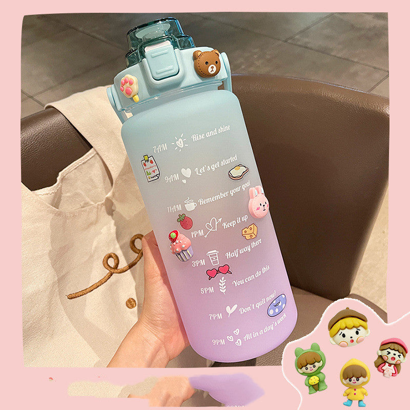 Big Water Bottle Summer Portable Cup 2 Liters Capacity Plastic