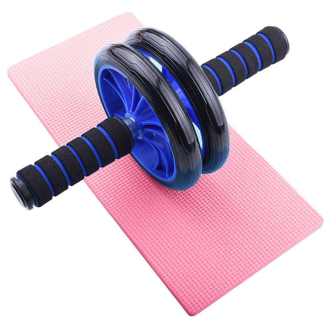 Double Wheel Ab Roller - Non -slip Handles And Knee Support Pad Random Color