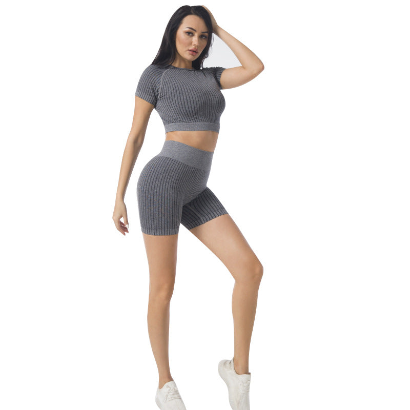 Summer Women Seamless Yoga Set Gym Workout Clothes Sports Suit Outfits