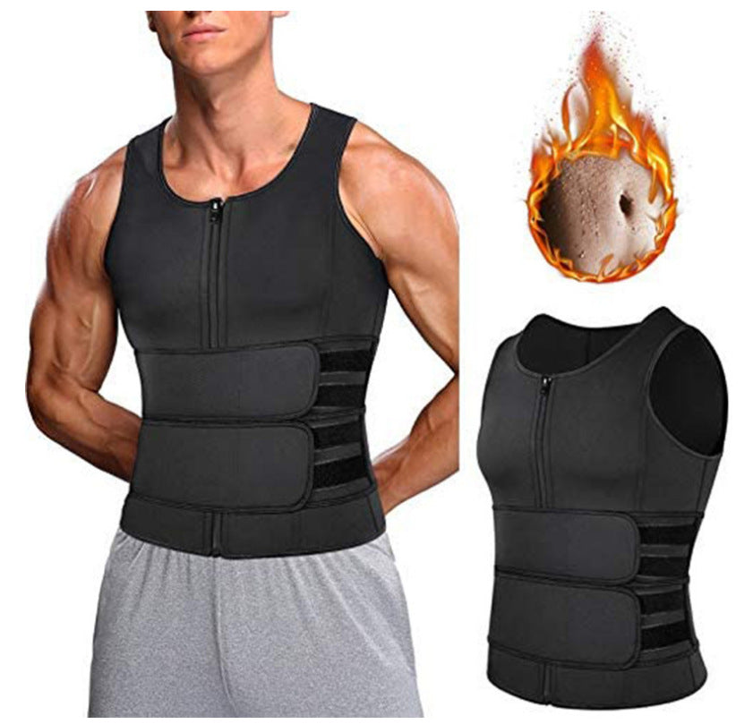 Fitness Men Shapewear Sauna Vest Waist Trainer Double Belt Sweat Shirt Corset