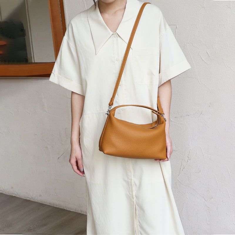 Boston Layer Cowhide One Shoulder Lunch Box Bag