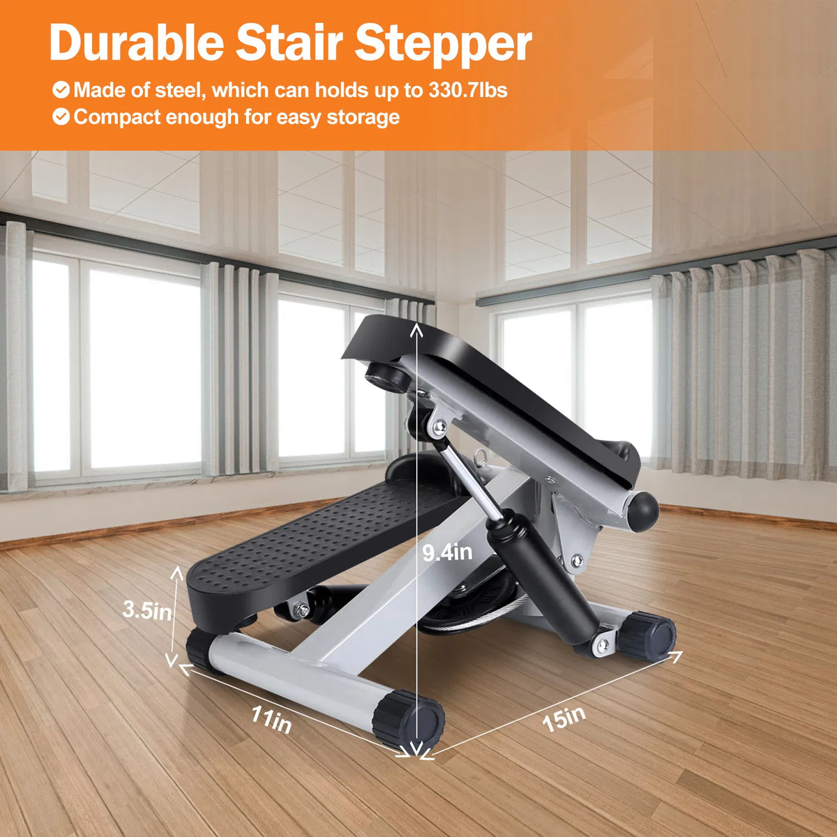 Exercise Stepper For Women Mini Fitness With 2 Resistance Bands LCD Monitor Max