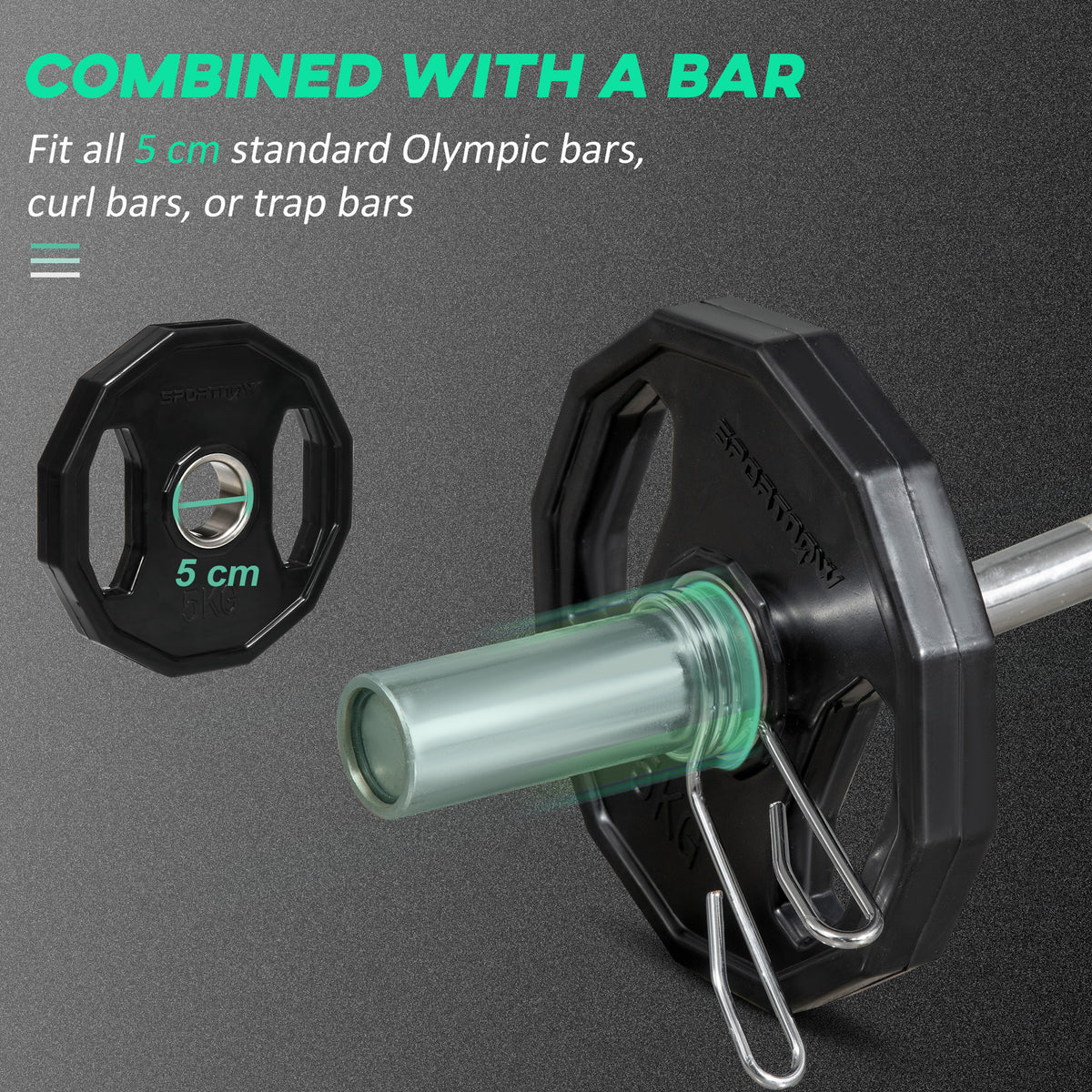 Olympic Weight Plates Set, Metal And Rubber Bumper Discs