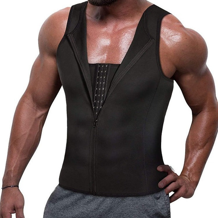European And American Men's Sauna Clothes Belly Contracting Vest Sports