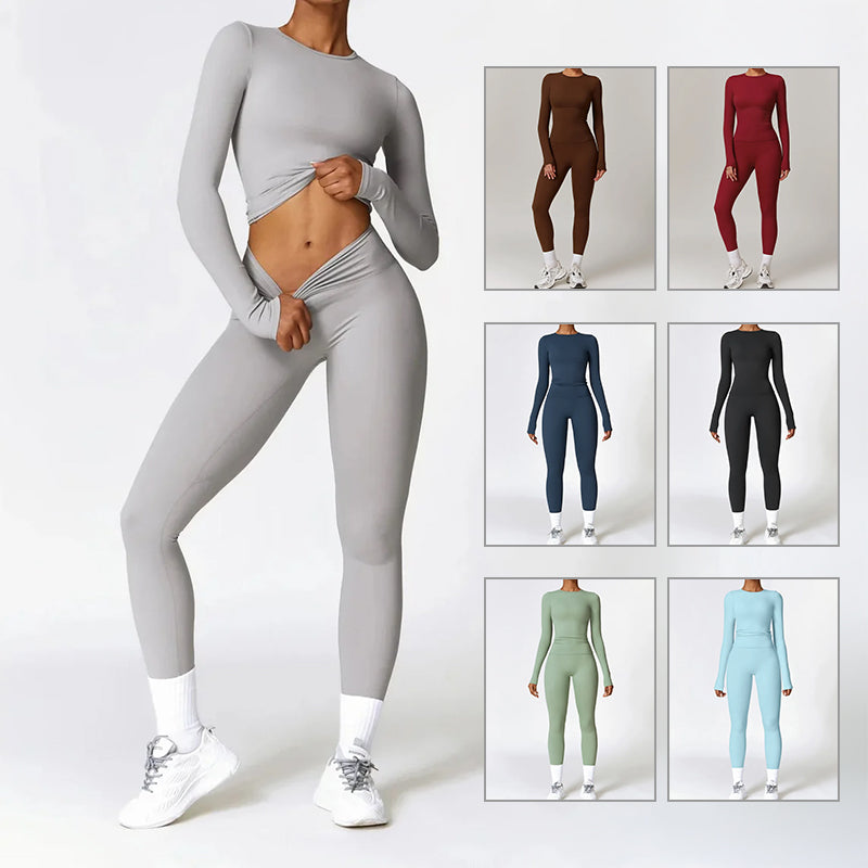 Tight-fitting Brushed Yoga Suit Quick-drying Fitness Clothes Long Sleeve