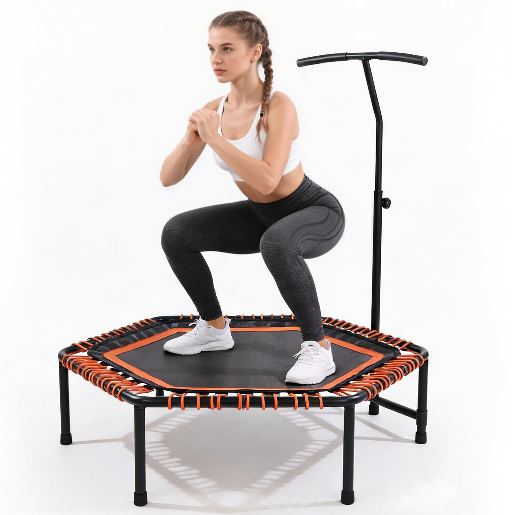 48 Mini Rebounder For Adults With Adjustable Handle Bar, Bungee Ropes, Stable