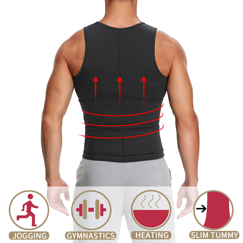 Fitness Men Shapewear Sauna Vest Waist Trainer Double Belt Sweat Shirt Corset
