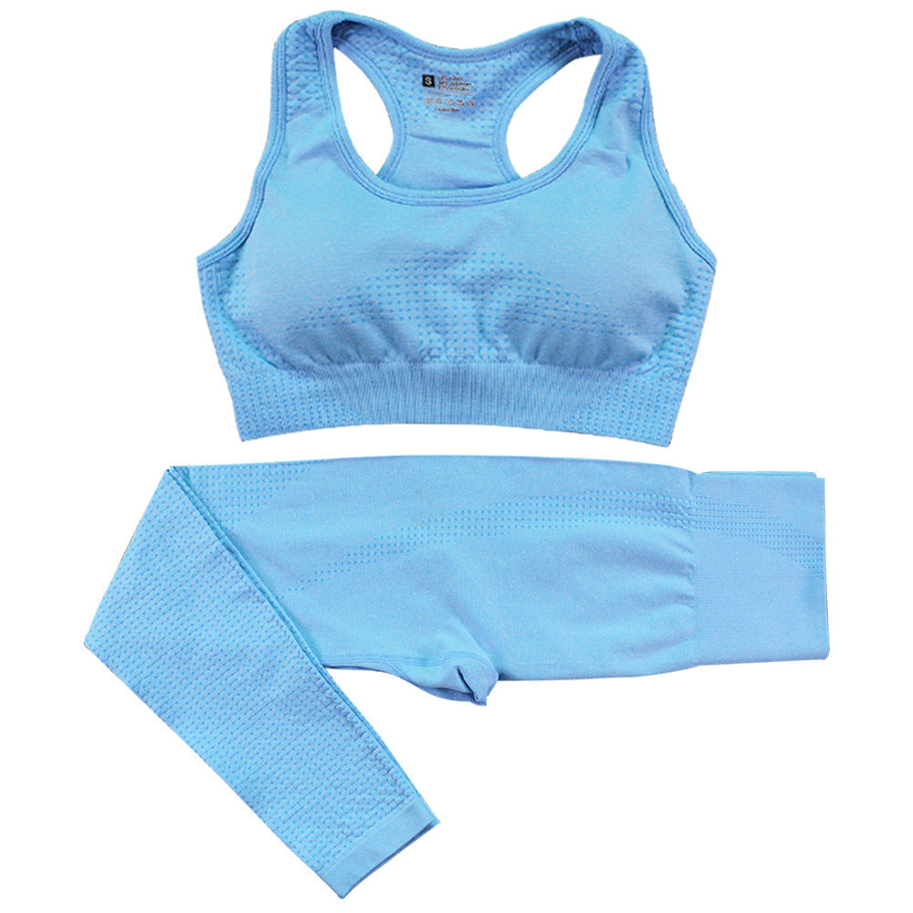 2PCS Seamless Yoga Set Women Tracksuit High Waist Leggings Workout Sportswear