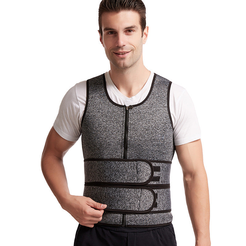 Fitness Men Shapewear Sauna Vest Waist Trainer Double Belt Sweat Shirt Corset
