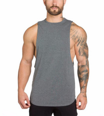 Men Long Tank Muscle Workout T-shirt Bodybuilding Gym Athletic Training Sports