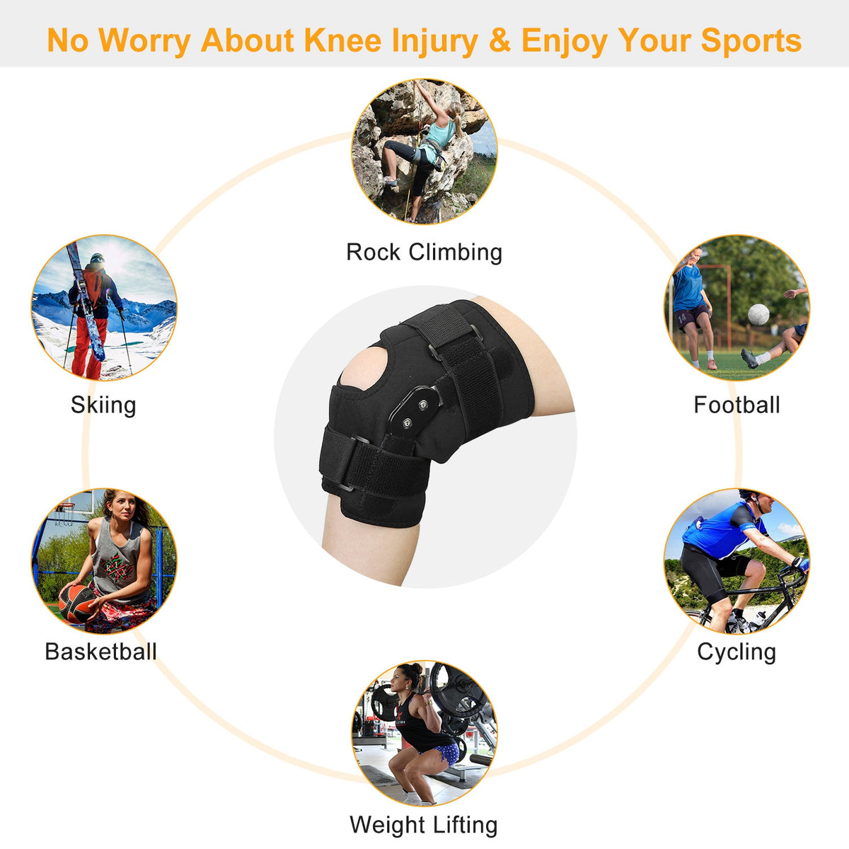 Sport Knee Brace Adjustable Open Patella Support Compression Wrap For Running