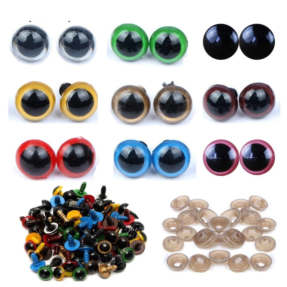 20pcs 8/10/12/14mm Dolls Puppet Safety Eyes Toys Eye Mix Color Craft Animal Teddy Bear Stuffed Toys with Washer Accessories