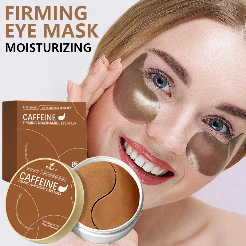 FDUAY Koffein-Augenpatches Set mit 30 Stück Aufhellende Straffende Augenpflege mit Koffein und Niacinamid für einen Erfrischten Look