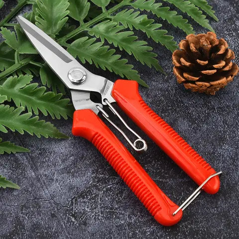 190mm Straight Head Pruning Shears Non-Slip Handle Stainless Steel Outils Manuals Household Bonsai Secateurs Pruing Scissors