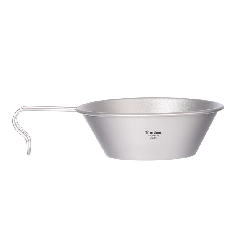 Tiartisan 260ml Titanium Camping Sierra Bowl with Firm Handle Outdoor Picnic Ultralight Portable Salad Meal Bowl Food Container