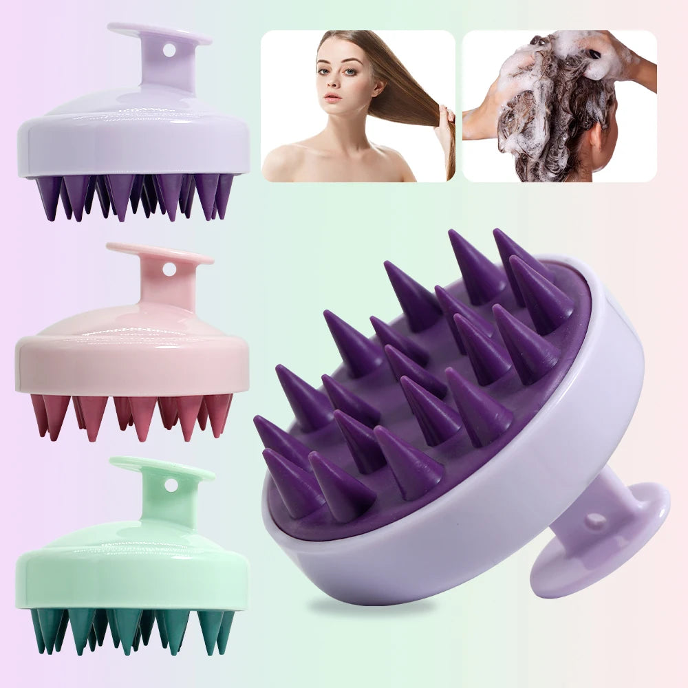Silicone Shampoo Scalp Hair Massager, Head and Body Scalp Massage Brush, Scalp Massage Brush, Comb, Magic Handle Brush, Spa Massage Brush