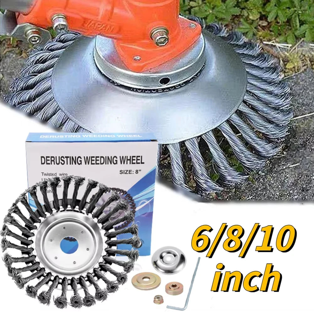 6/8/10 Inch Weed Brush Cutter Head Lawn Mower Universal Grass Trimmer Head Steel Wire Wheel Brush Disc Garden Trimmer Heads